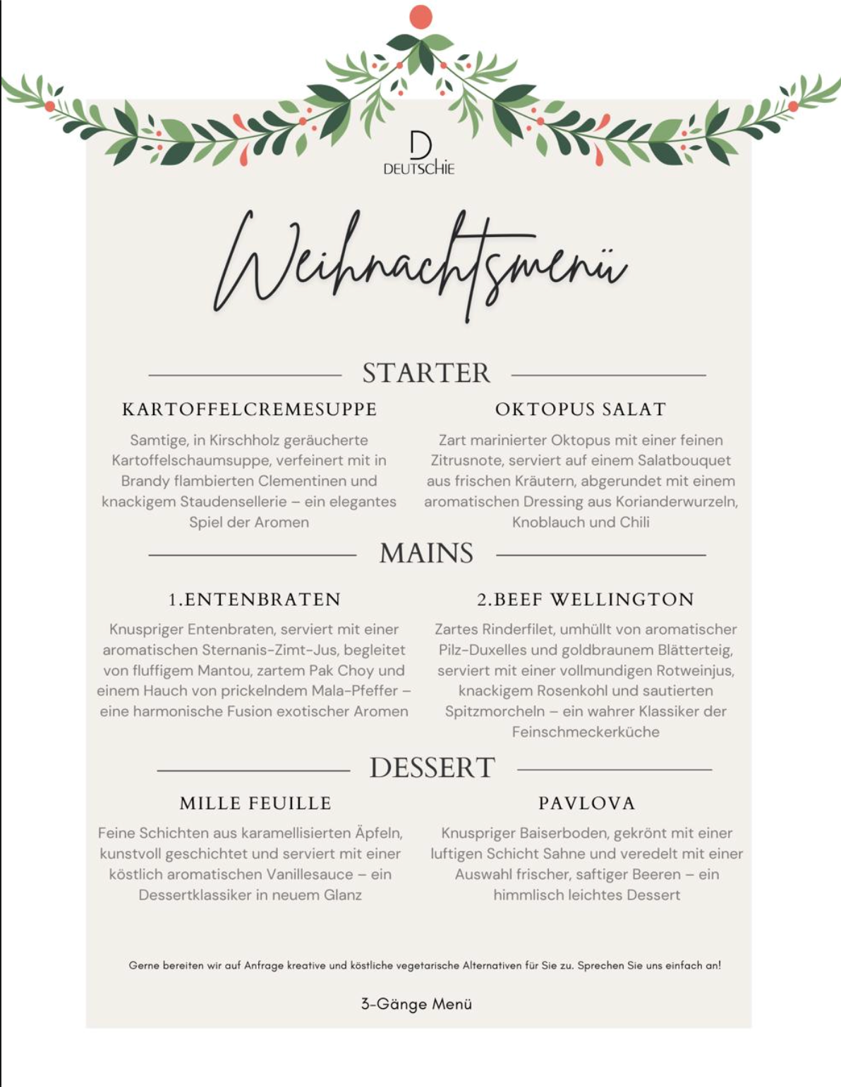 Weihnachten im Restaurant Deutschie